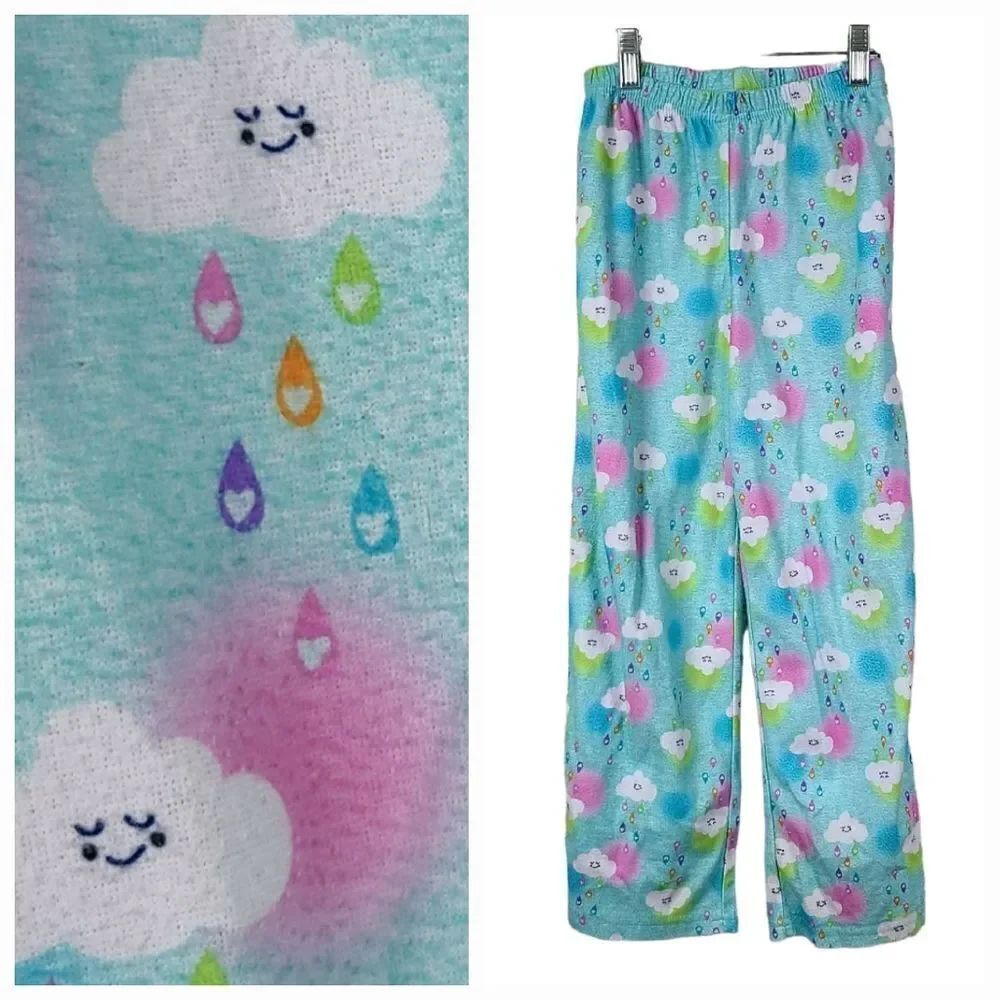 Girls Trolls Poppy Cloud Catch Your Color Flannel Pajama Pants PJ Bottoms Size 8
